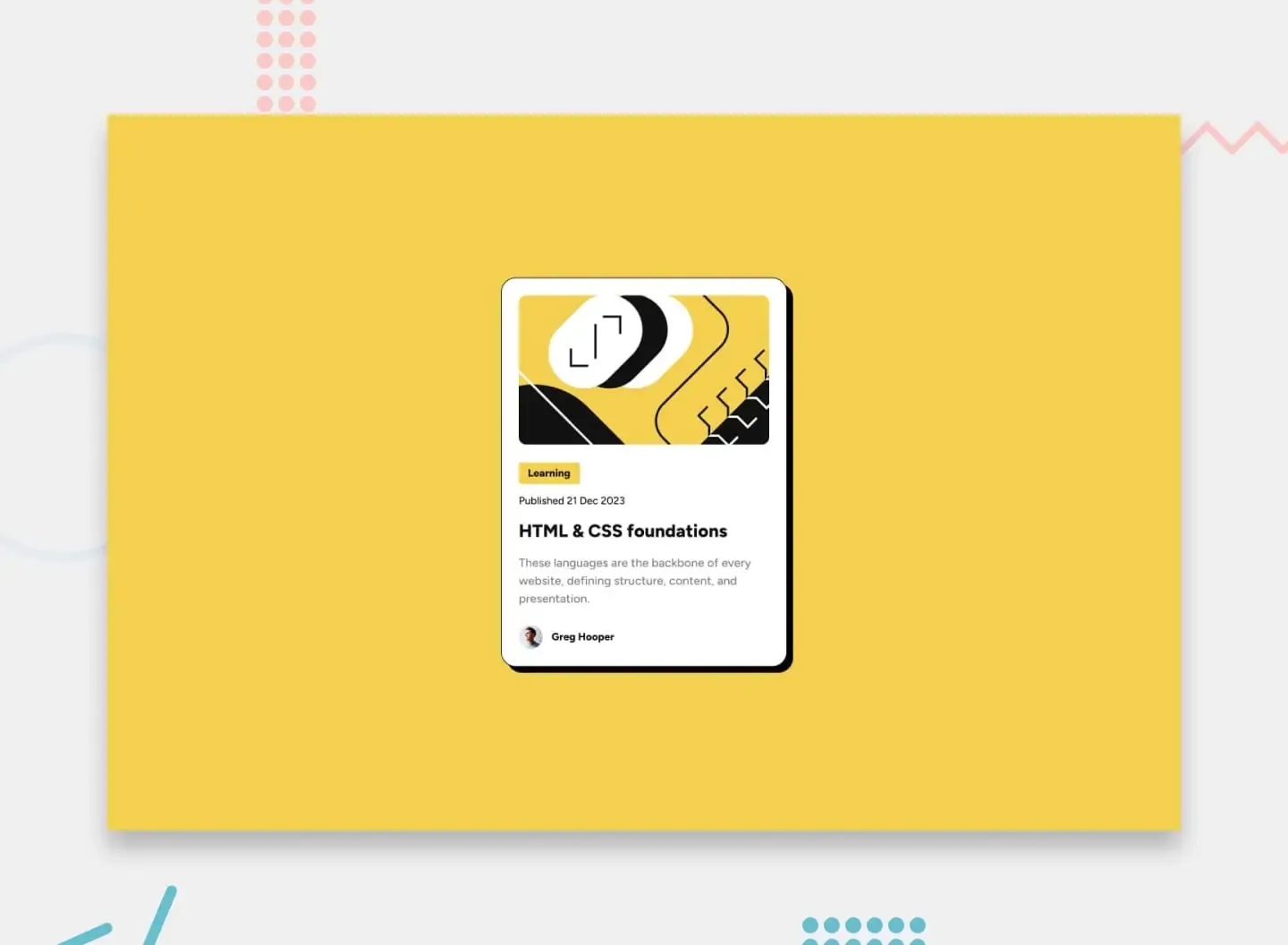 Blog preview card on yellow background