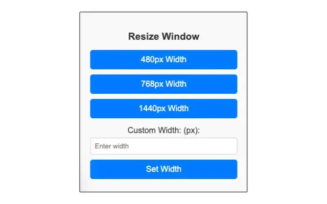 Dialog window of Resize Window extension